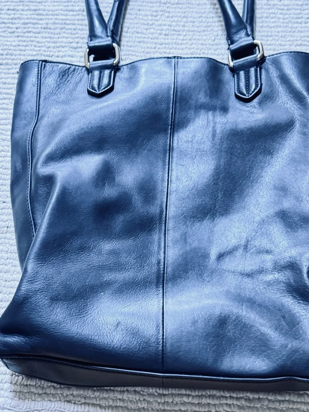 Cole Haan Black Leather Shoulder Tote with Front Zip